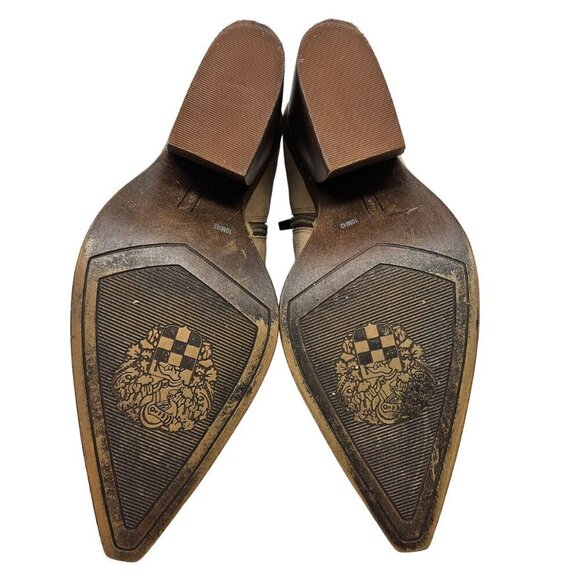 Vince Camuto Golivia Suede Booties Tan Women’s Size 10 Pointed Toe Block Heel - Picture 8 of 10